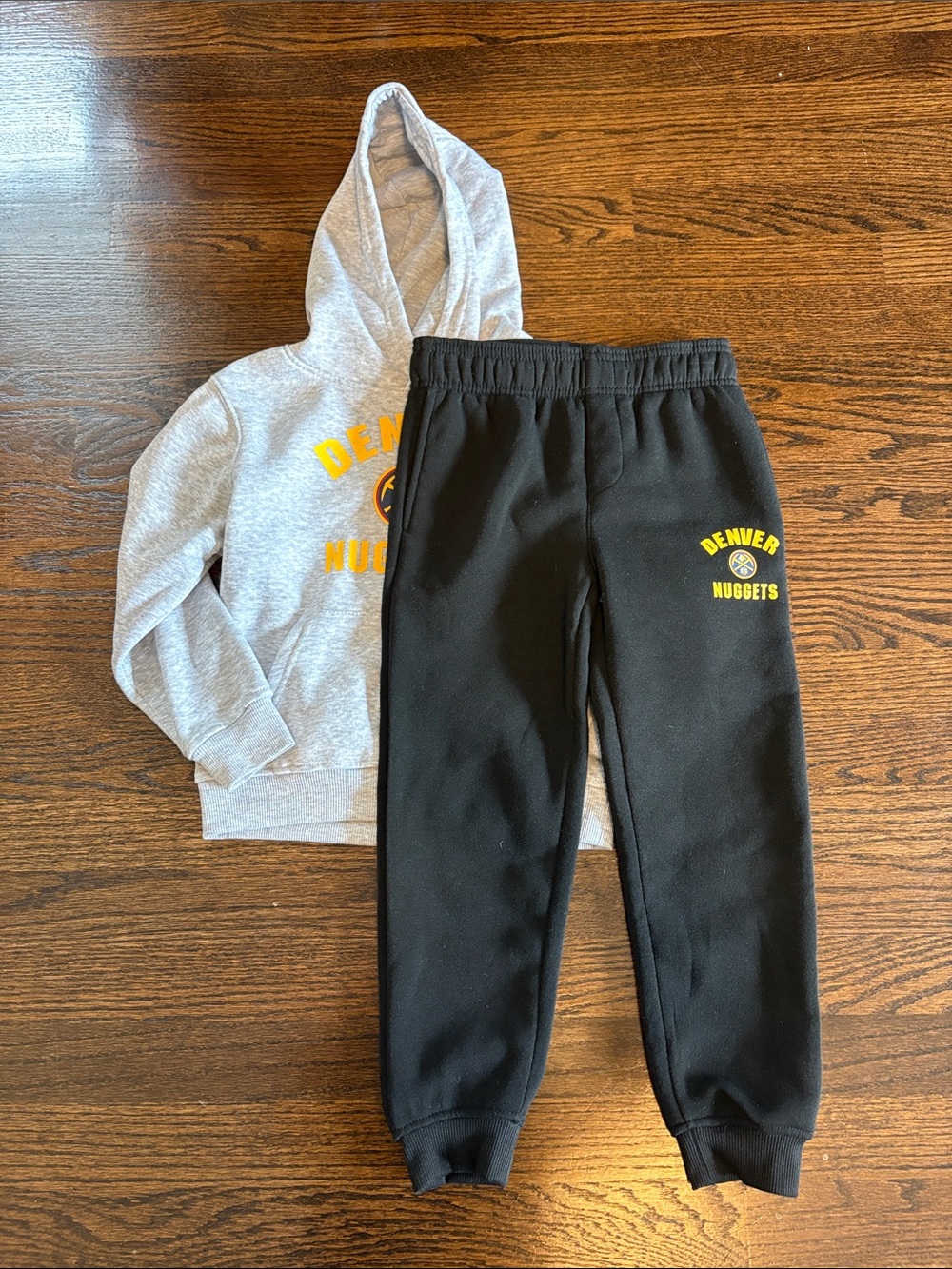 Kids Black Denver Nuggets Sweatshirt and Joggers with Yellow Logo